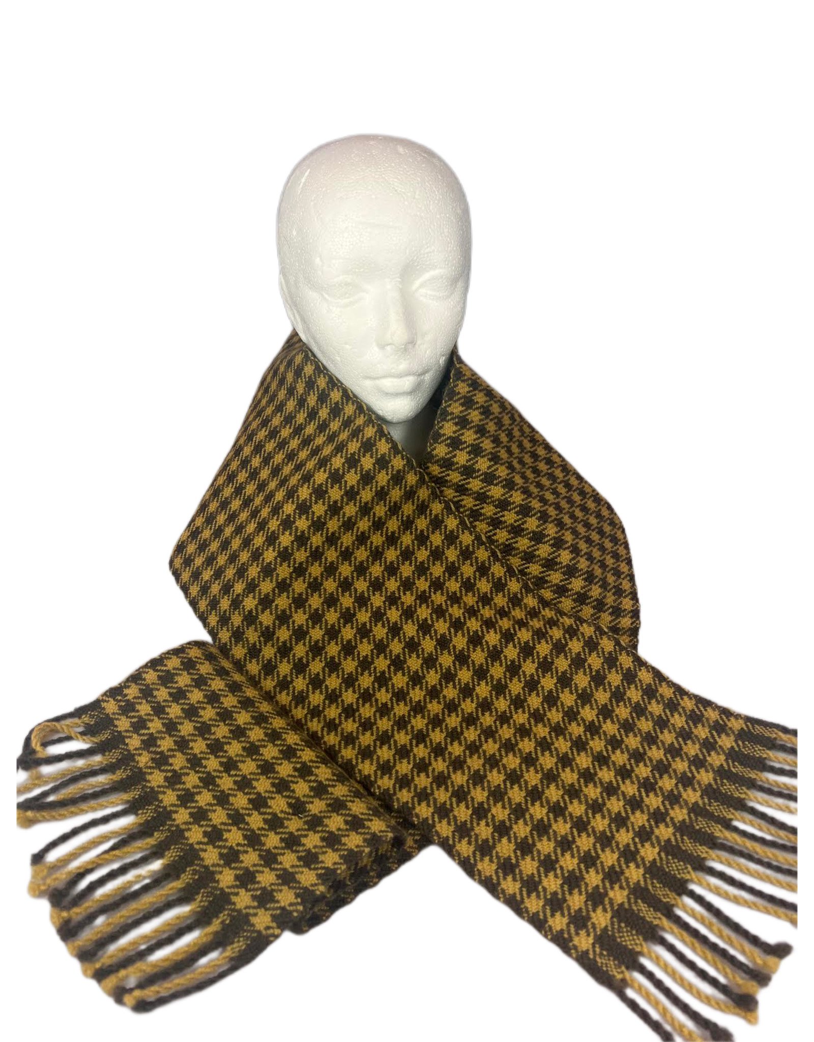 Jane Alderdice  Wool scarf, gold and brown, by Jane Alderdice