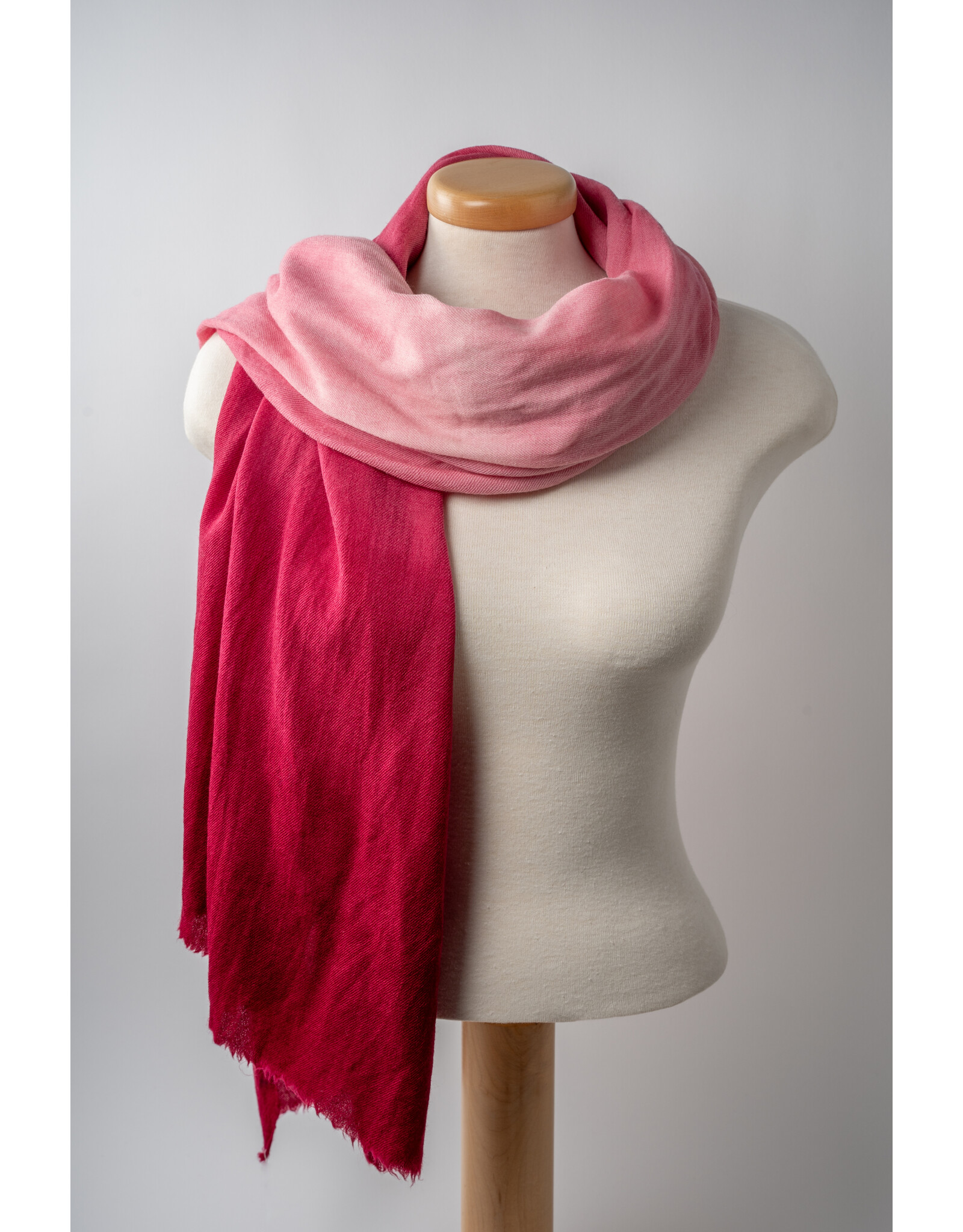 Josephine Clarke Textiles Pink Ombre Rectangle Wool Shawl, Plant Dyed by Josephine Clarke