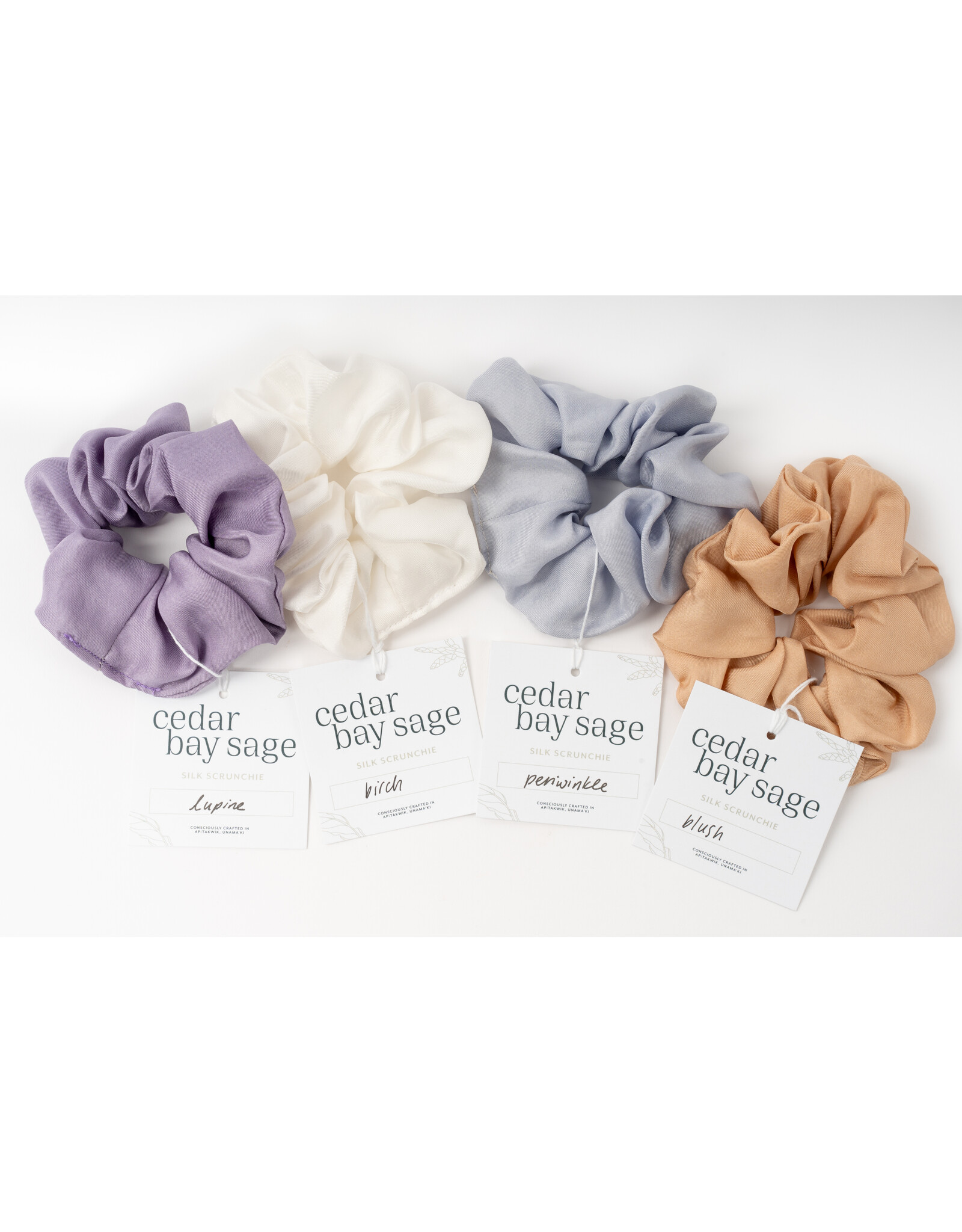 Katelin Theriault (Cedar Bay Sage) Plant-Dyed Silk Scrunchie by Katelin Theriault