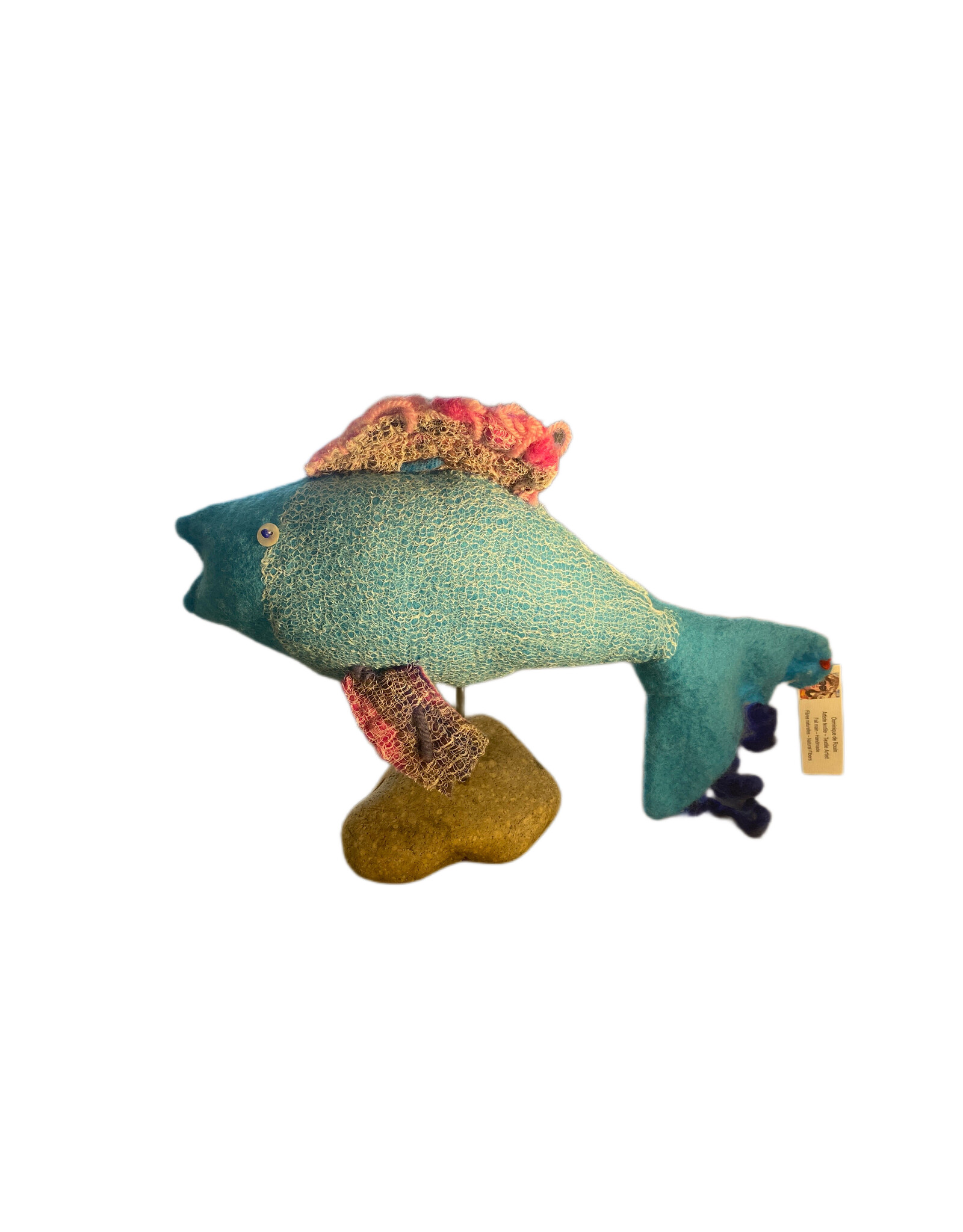 Dominque Rouin Fish, hand felted by Dominque Rouin (stand made by Gordon Kennedy)