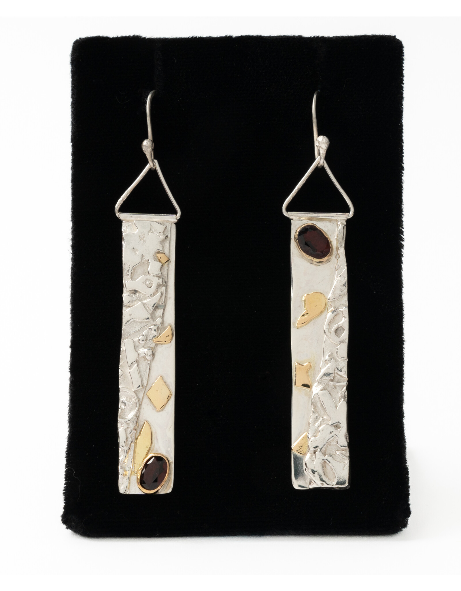 Teddy Tedford Silver Earrings with Gold and Garnet by Teddy Tedford