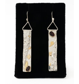 Teddy Tedford Silver Earrings with Gold and Garnet by Teddy Tedford
