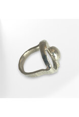 Leona Sulewski Silver Stirrup Ring with Circle Detail by Leona Sulewski