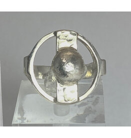 Leona Sulewski Silver Stirrup Ring with Circle Detail by Leona Sulewski