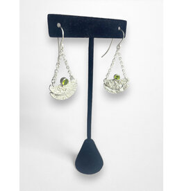 Teddy Tedford Dancing Orchids, Reticulated Silver Earrings with Peridot  handmade by Teddy Tedford