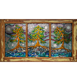 Satu Kimbley Treeology, stained glass mosaic by Satu Kimbley