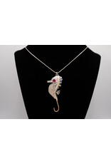 Jim & Judy MacLean Silver Seahorse Pendant with Garnet and14 k  Gold Fill Accents by Jim & Judy MacLean
