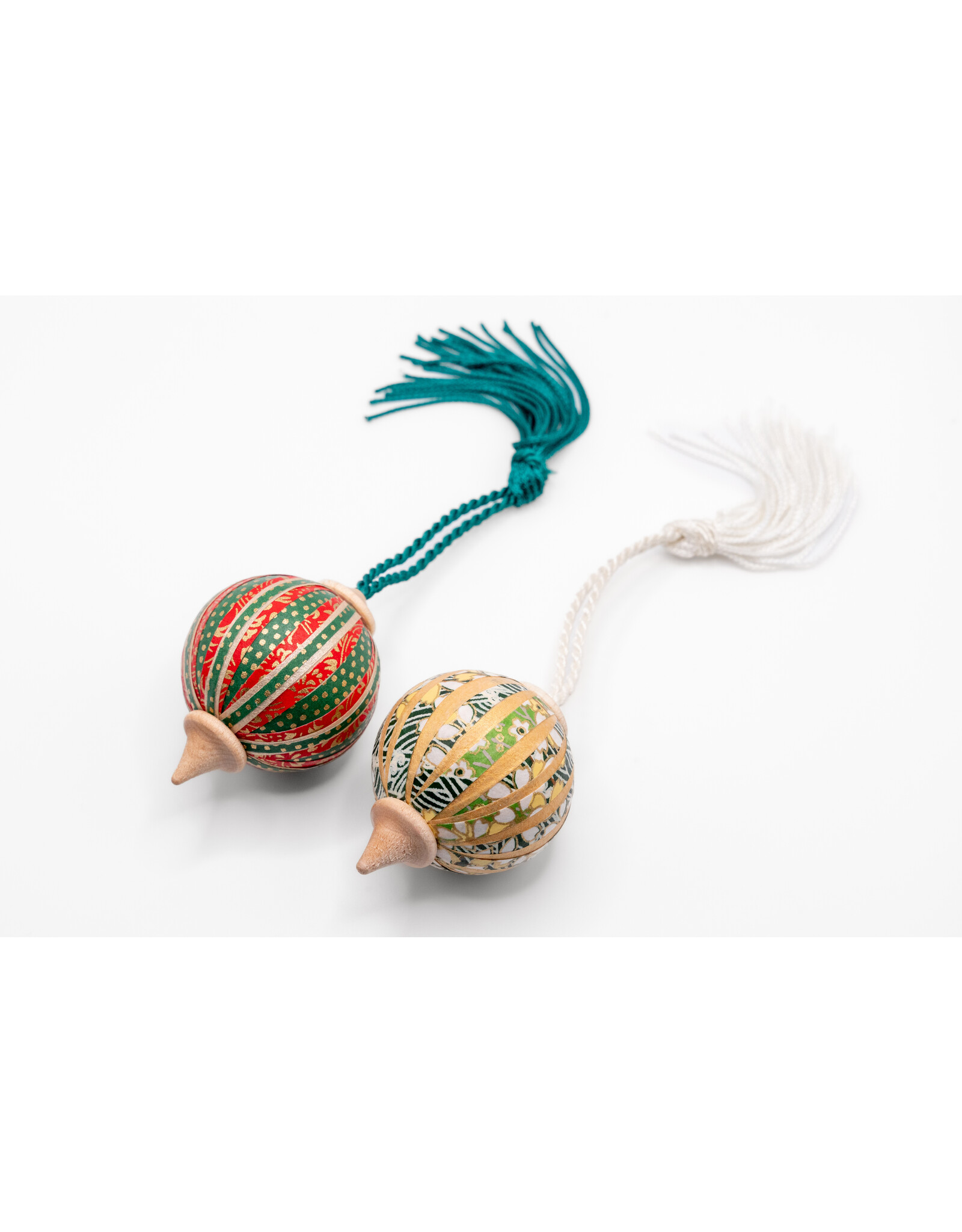 Merrideth MacDonald Collaged paper and wooden ornaments by Merrideth MacDonald