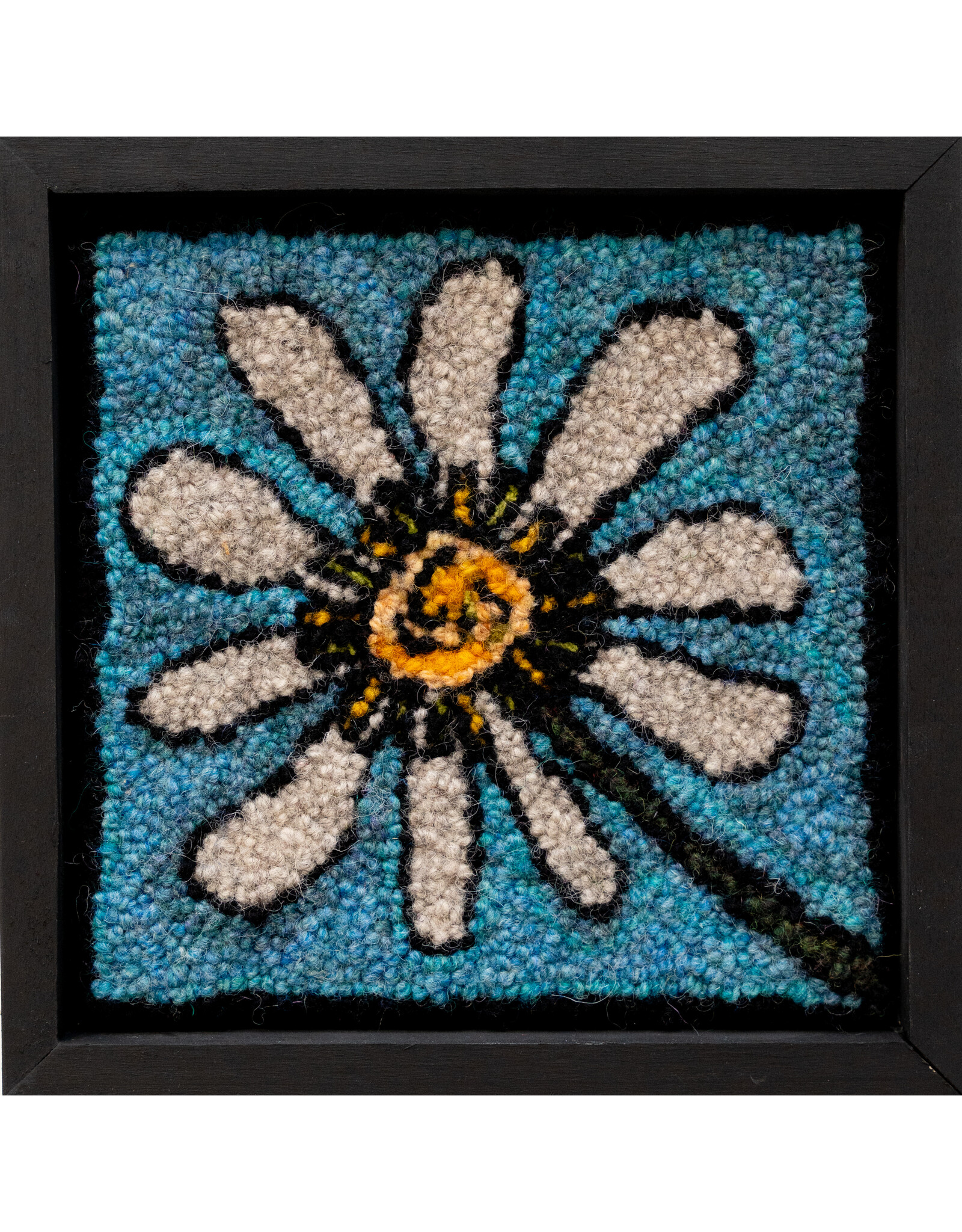 Donna MacRury Framed Daisy Rug Hooking by Donna MacRury