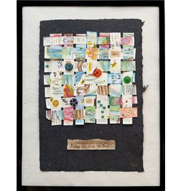 Kristi Farrier/Flying Finch Studio Putting the Kids to Bed (Paoer Collage, Stitch on Handmade Paper) 11x9