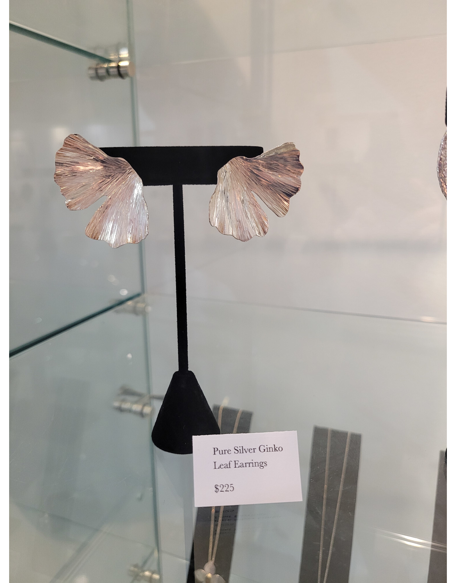 Karen Wawer Pure Silver Ginkgo Leaf Earrings handmade by Karen Wawer