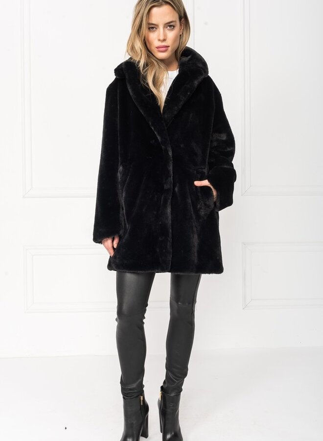 Lamarque- Linnea Faux Fur Coat- Black