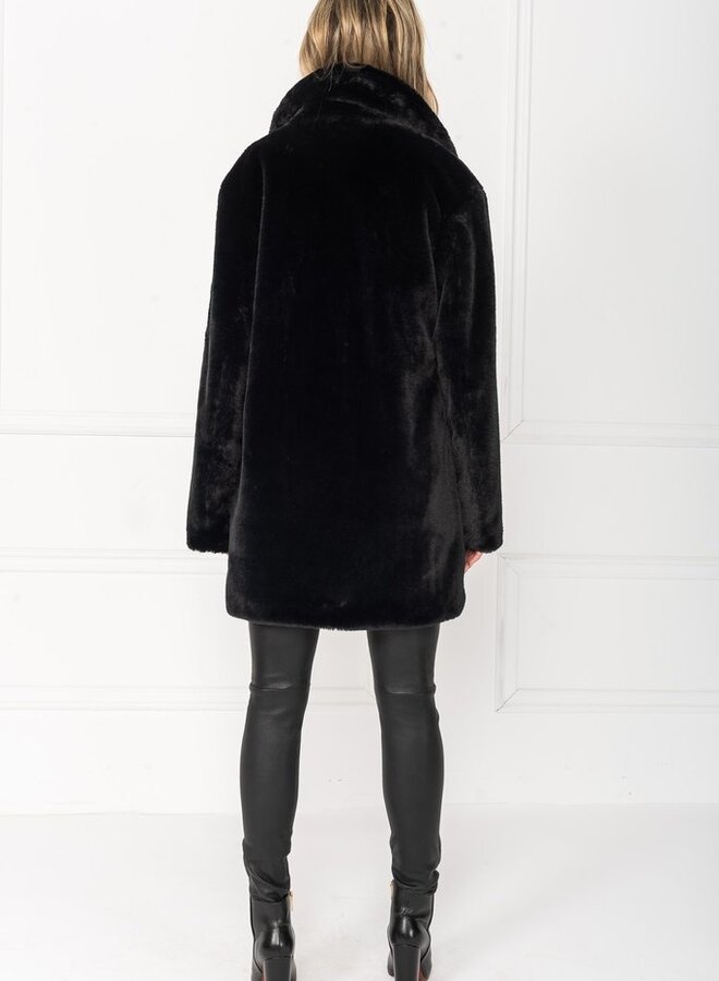 Lamarque- Linnea Faux Fur Coat- Black