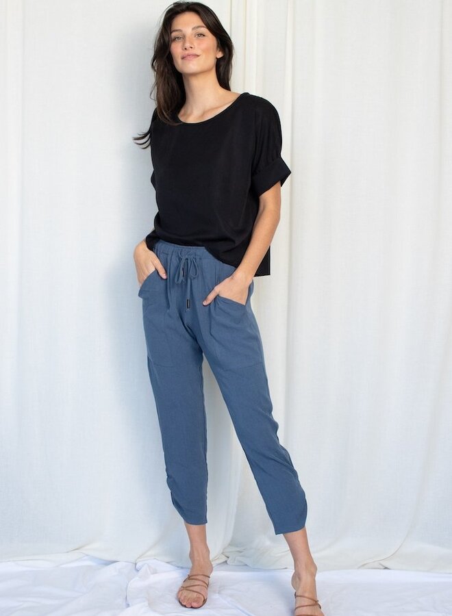 Natalie Busby- Slim Slouch Pant- Navy