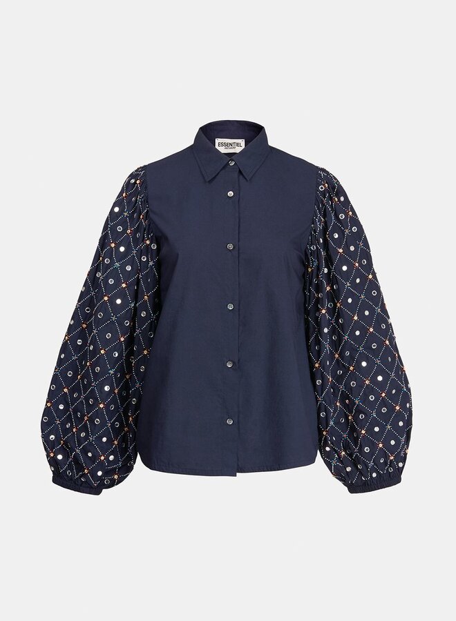 Essentiel- Zarmot Embroidered Shirt- Parisian Night