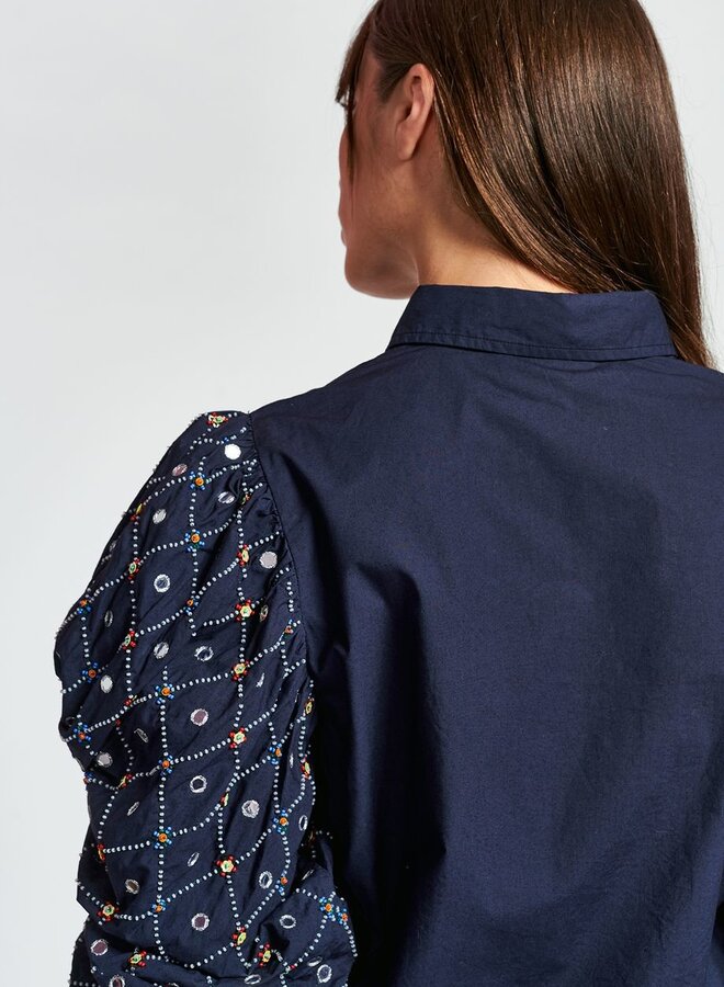 Essentiel- Zarmot Embroidered Shirt- Parisian Night