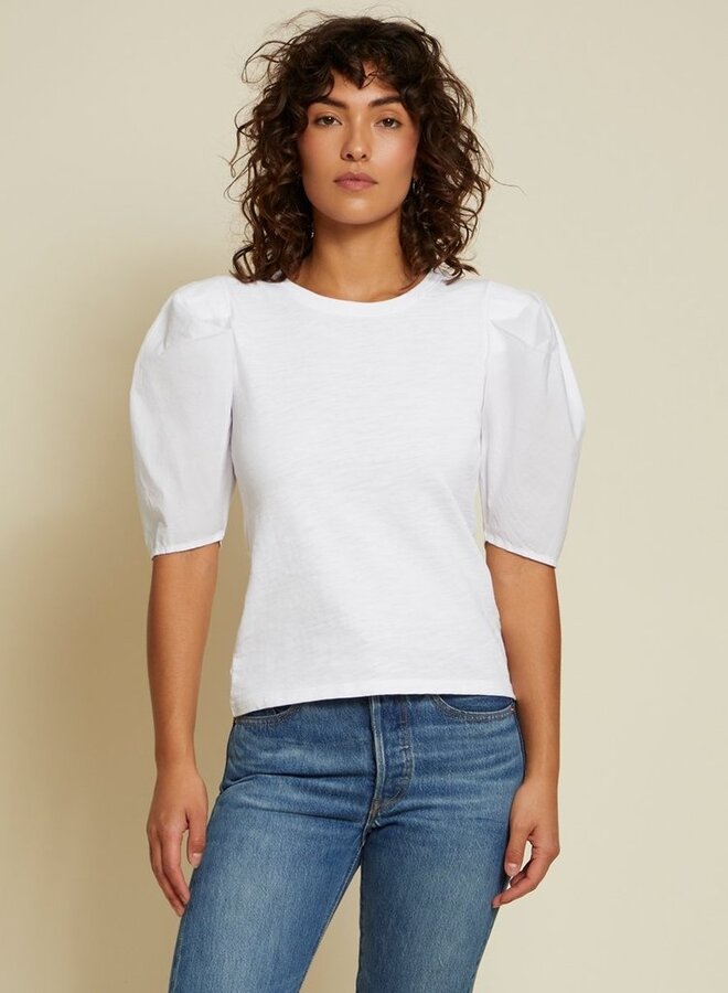 Nation- Radhika Bold Shoulder Top- Optic White