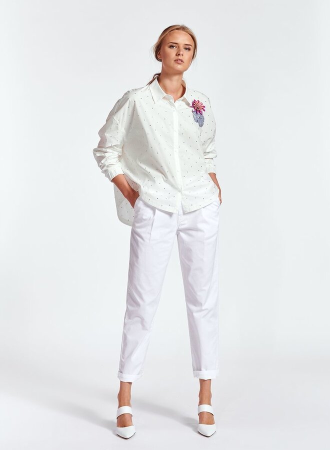 Essentiel- Zaboon Cotton Pop Shirt- White