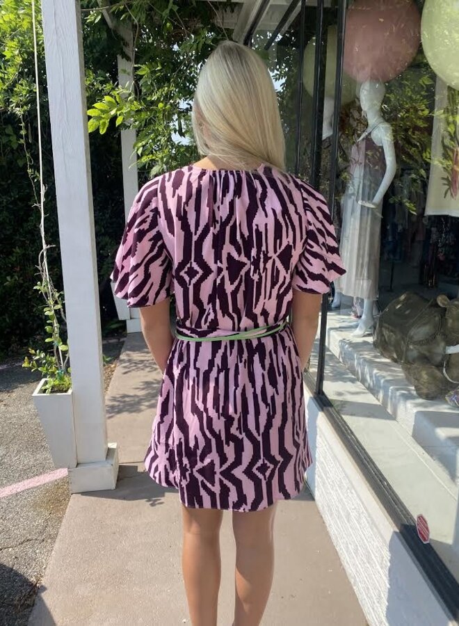 Rhode- Tabitha Dress- Pixelated Zebra Pink