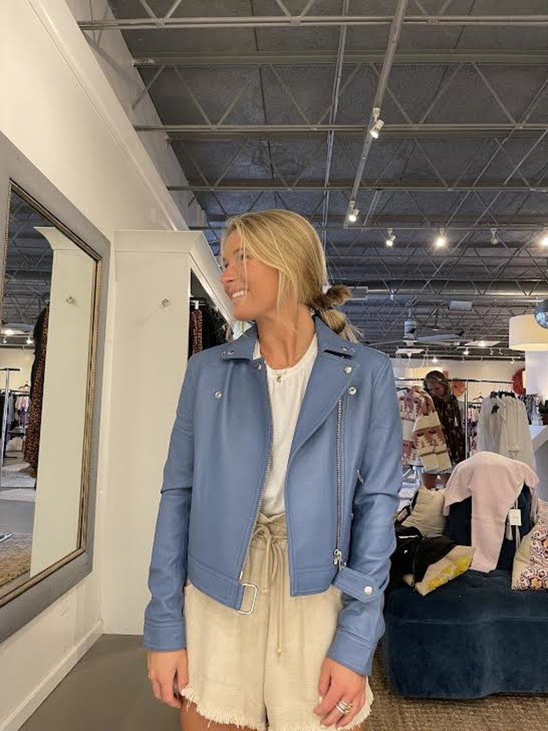 iro light blue leather jacket