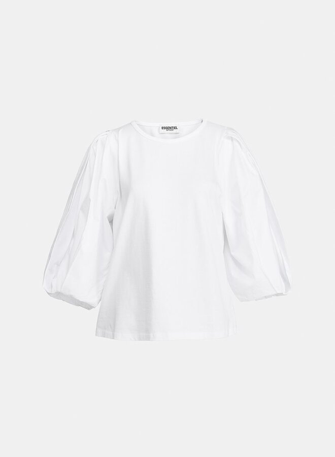 Essentiel- Apero Poplin Sleeves T-Shirt- White