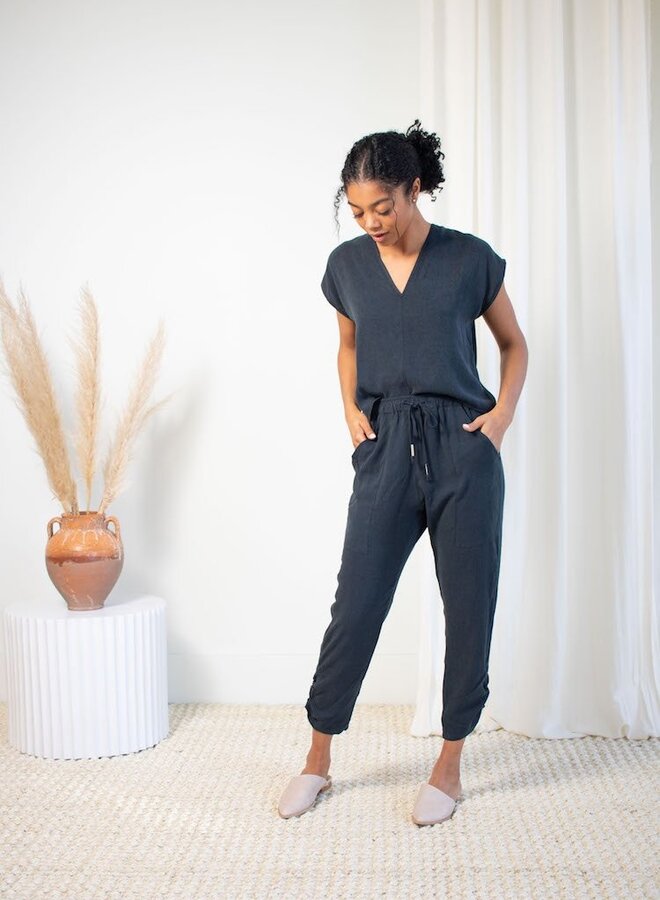 Natalie Busby- Slim Slouch Pant- Pacific