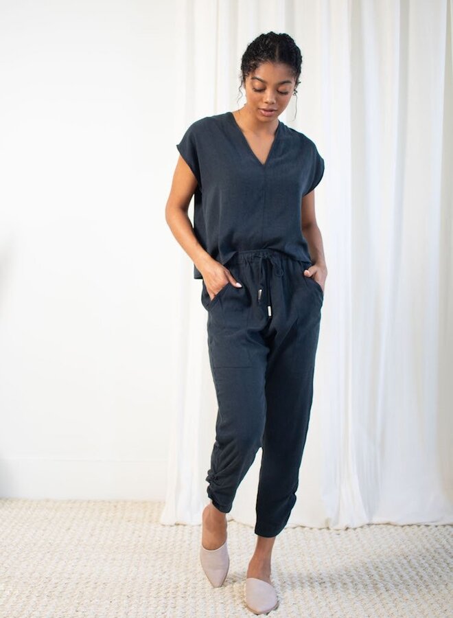 Natalie Busby- Slim Slouch Pant- Pacific