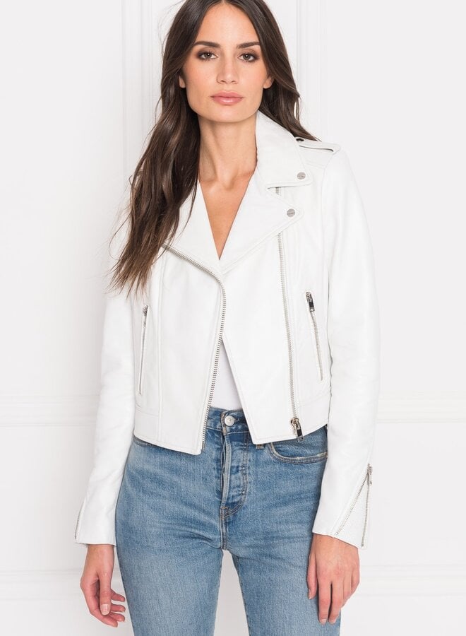 Lamarque- Donna Leather Biker Jacket- White
