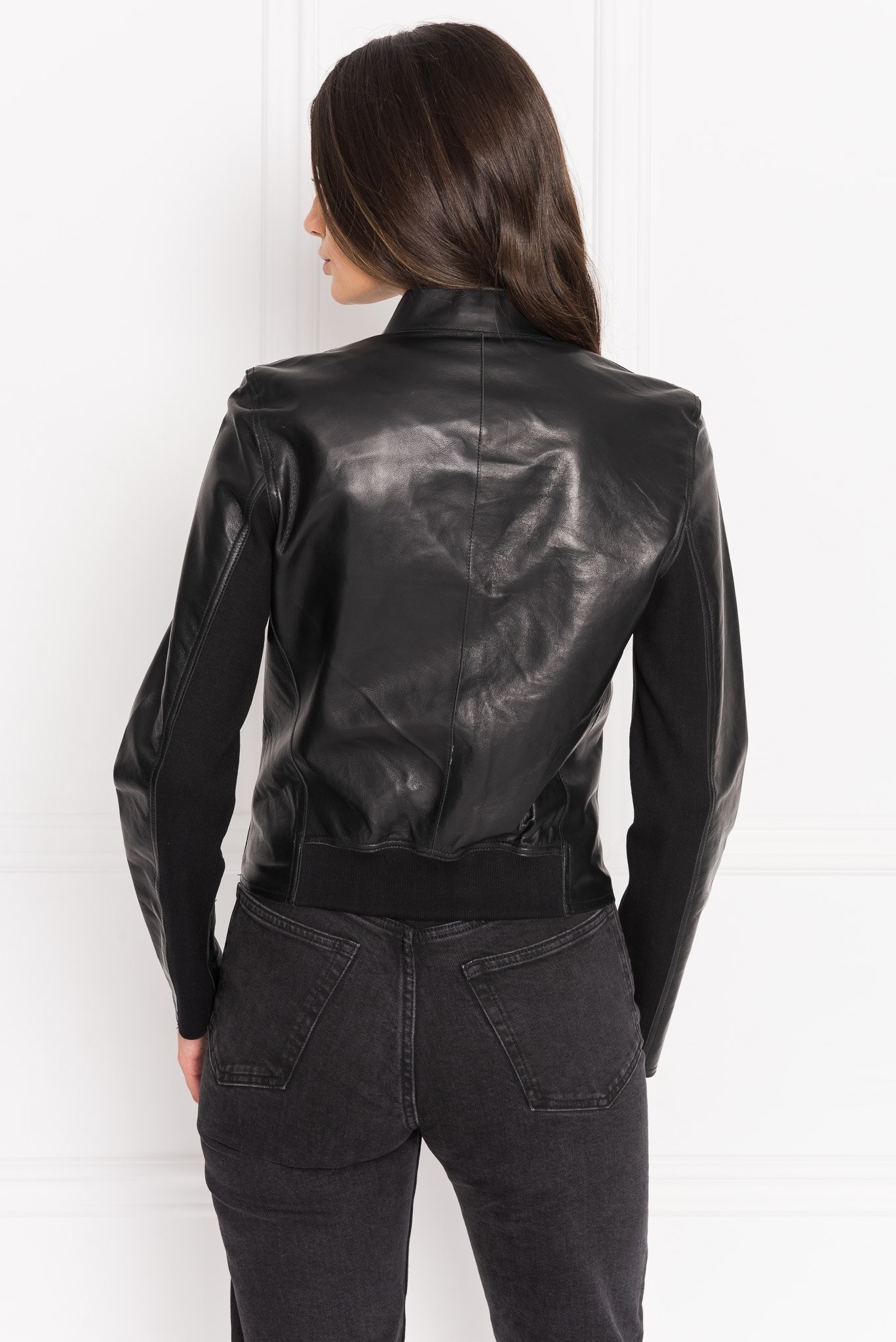 Women's Chapin Reversible Leather Bomber - Black Silver - Size Xs