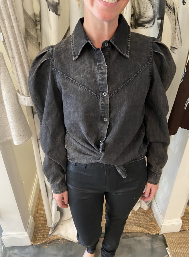 Baci- Western Panelled Button Up Shirt- Black
