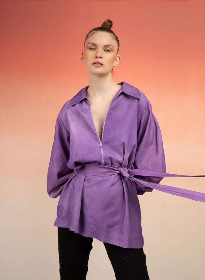 Alexandra Bueno- Babilonia Comfy Shirt- Purple Print