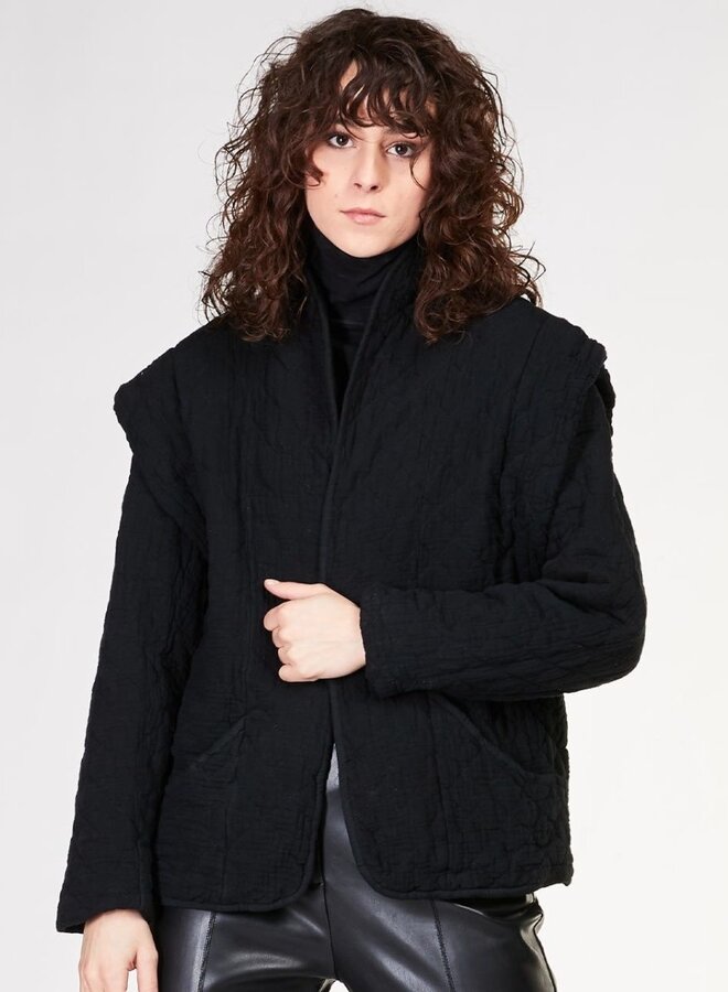Baci- Quilted Shawl Collar Jacket- Black