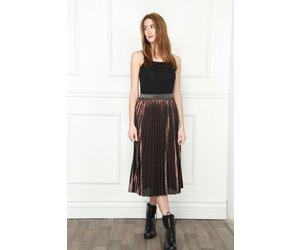 Zero Degrees Celsius- Metallic Pleated Skirt- Brown - Dukes Online