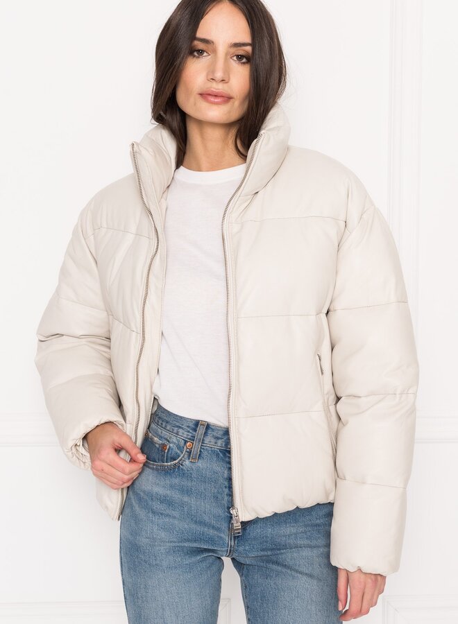 Lamarque- Leather Puffer Jacket- Bone