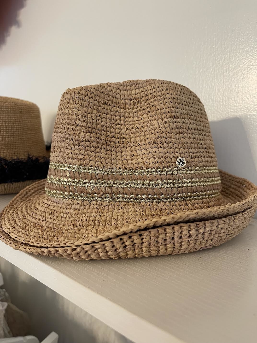 Flora Bella Jett Crochet Raffia Fedora Almond/Silver Dukes Online