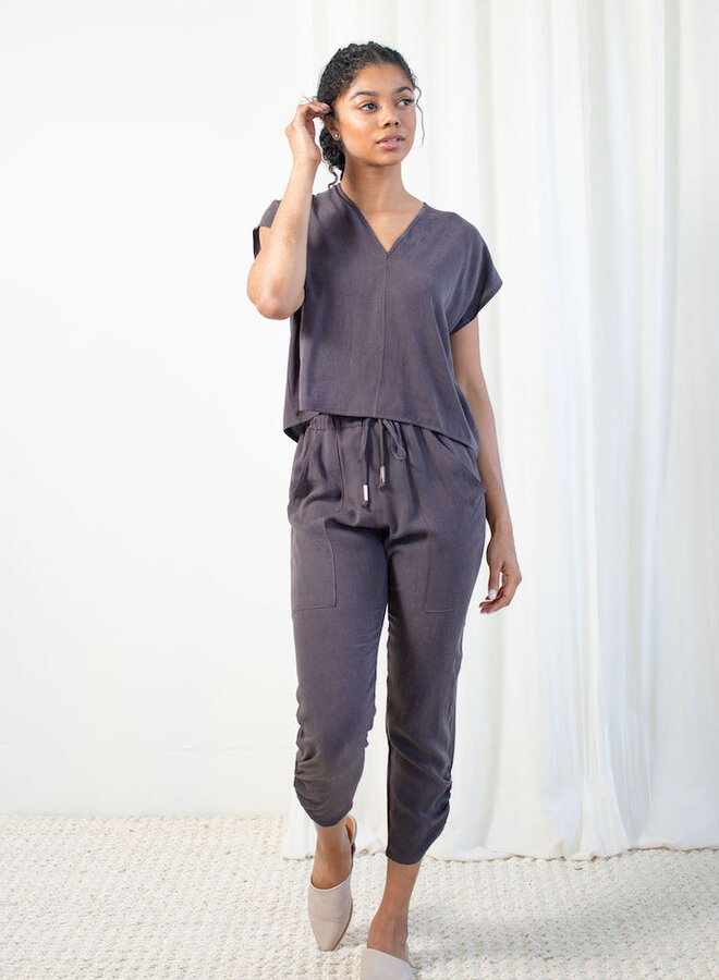 Natalie Busby- Slim Slouch Pant- Iron