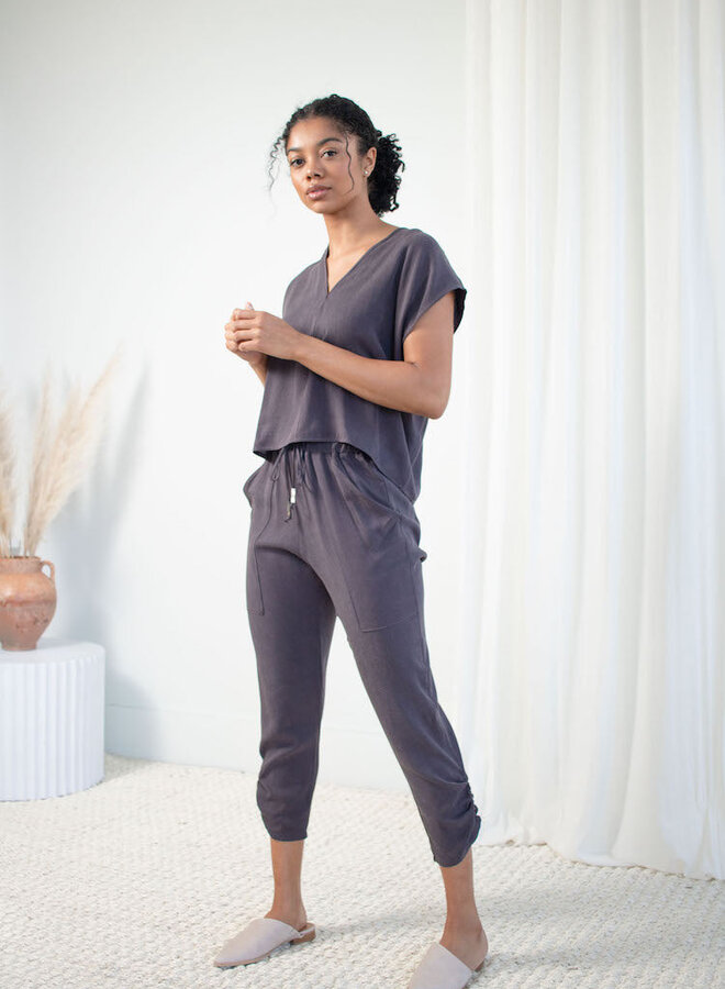 Natalie Busby- Slim Slouch Pant- Iron