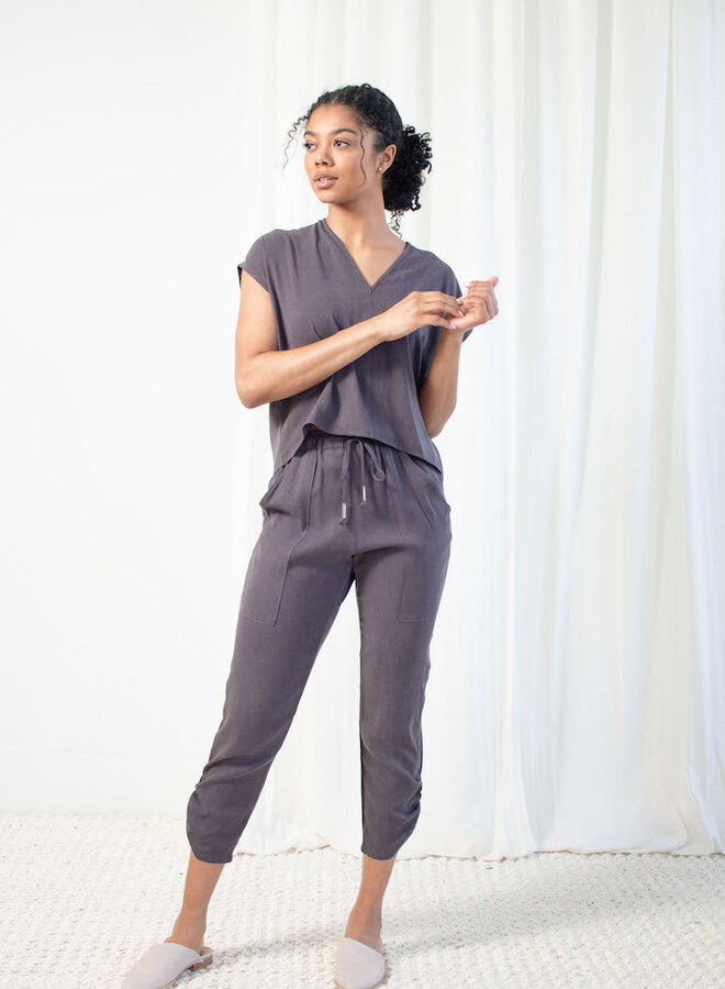 Natalie Busby- Slim Slouch Pant- Iron