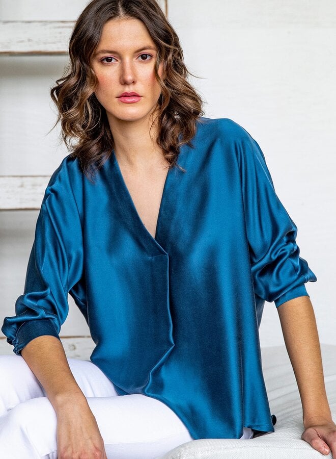 Go Silk- Go Minimalist Blouse- Rain