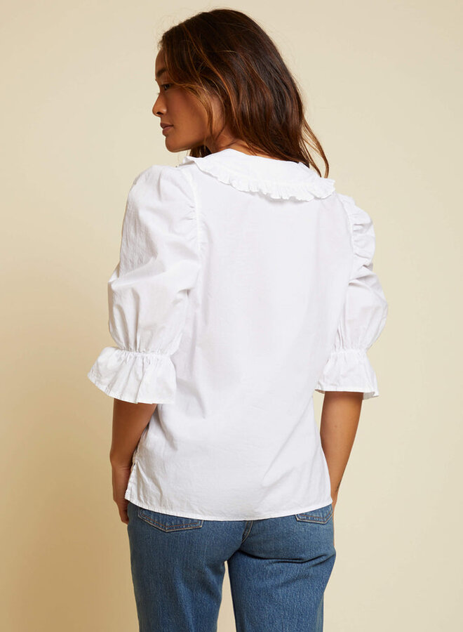 Nation- Honey Frilly Blouse- White