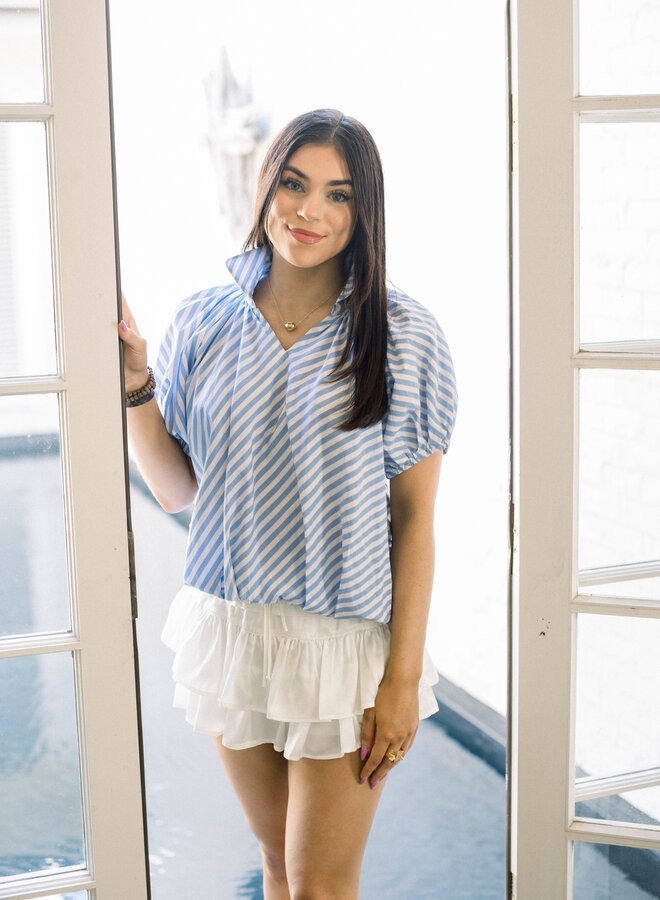 SHUG- Karen Top- Blue Stripe