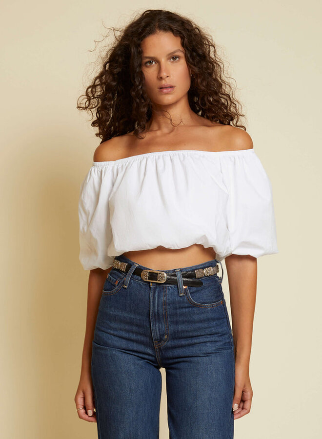 Nation- Sonali Bubble Hem Top- White