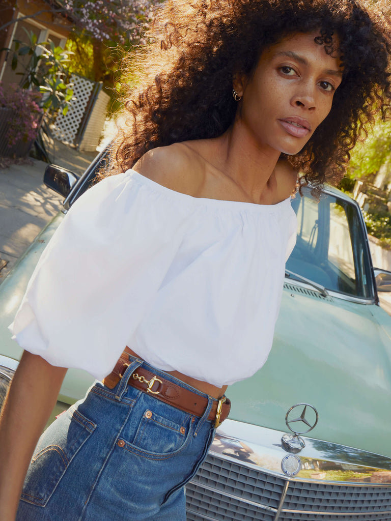 white bubble hem t shirt
