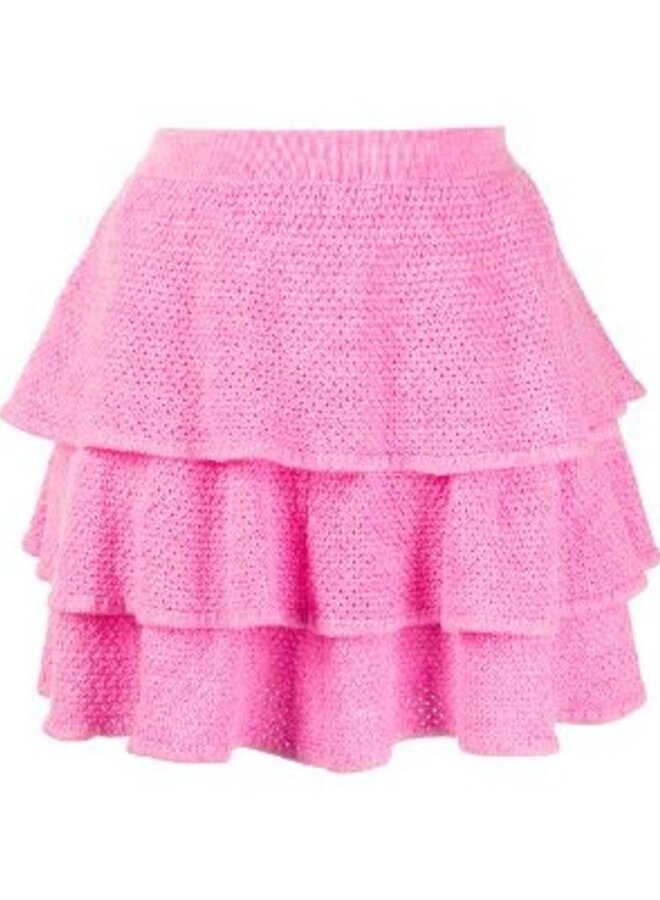 Victor Glemaud- Tiered Knitted Skirt- Neon Pink