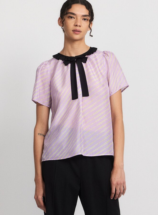 Raquel Allegra Raquel Allegra Lilakoi Ruffle Blouse Lavender Zebra