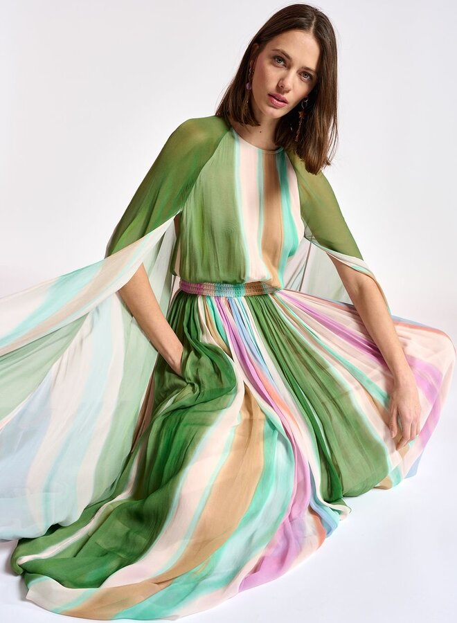 Essentiel Antwerp- Batermelon Cape Maxi Dress- Minty Fresh