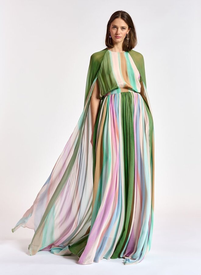 Essentiel Antwerp- Batermelon Cape Maxi Dress- Minty Fresh