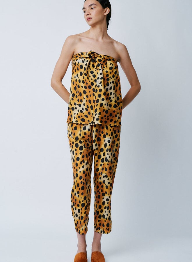 Raquel Allegra- Draped Tie Top- Classic Cheetah