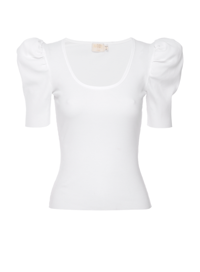 Nation- Pixie Scoop Neck Party Tee- White