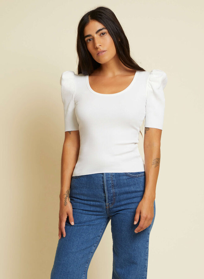 Nation- Pixie Scoop Neck Party Tee- White